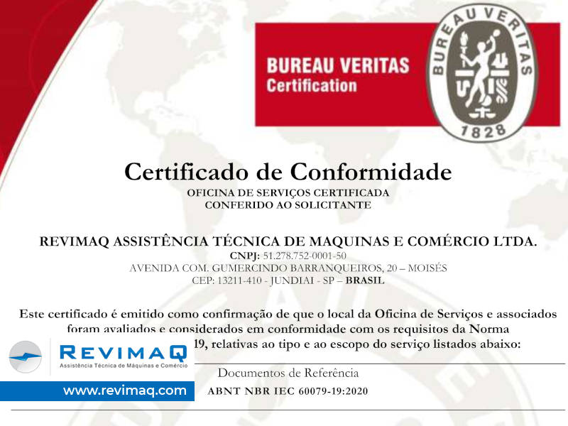 Certificação ABNT IEC 60079-19-2020 da Revimaq