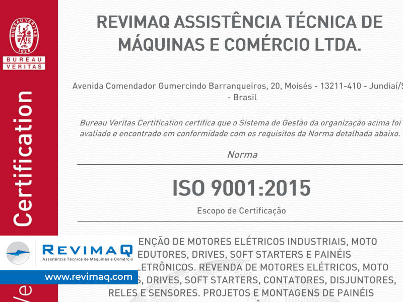 Certificação ISO9001:2015 da Revimaq